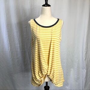 Eddie Bauer yellow white striped tank twist front